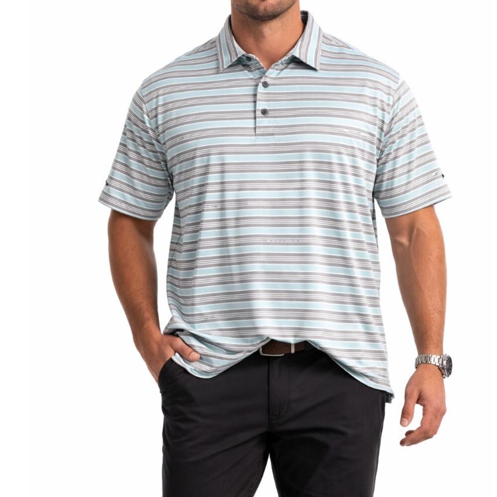 FootJoy Men's Performance Golf Polo Shirt Grey Stripe Embroidered Logo Size 2XL